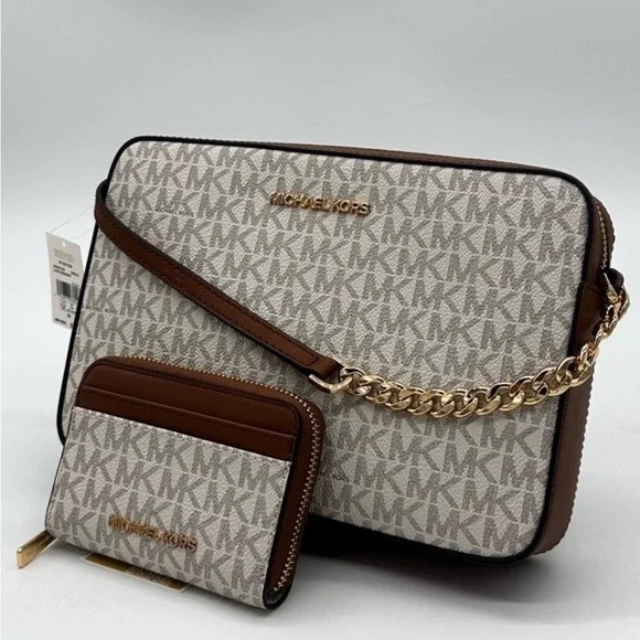 Michael Kors Large EW Crossbody Bag & Jet Set Travel MD ZA Card Case Wallet - Picture 3 of 10